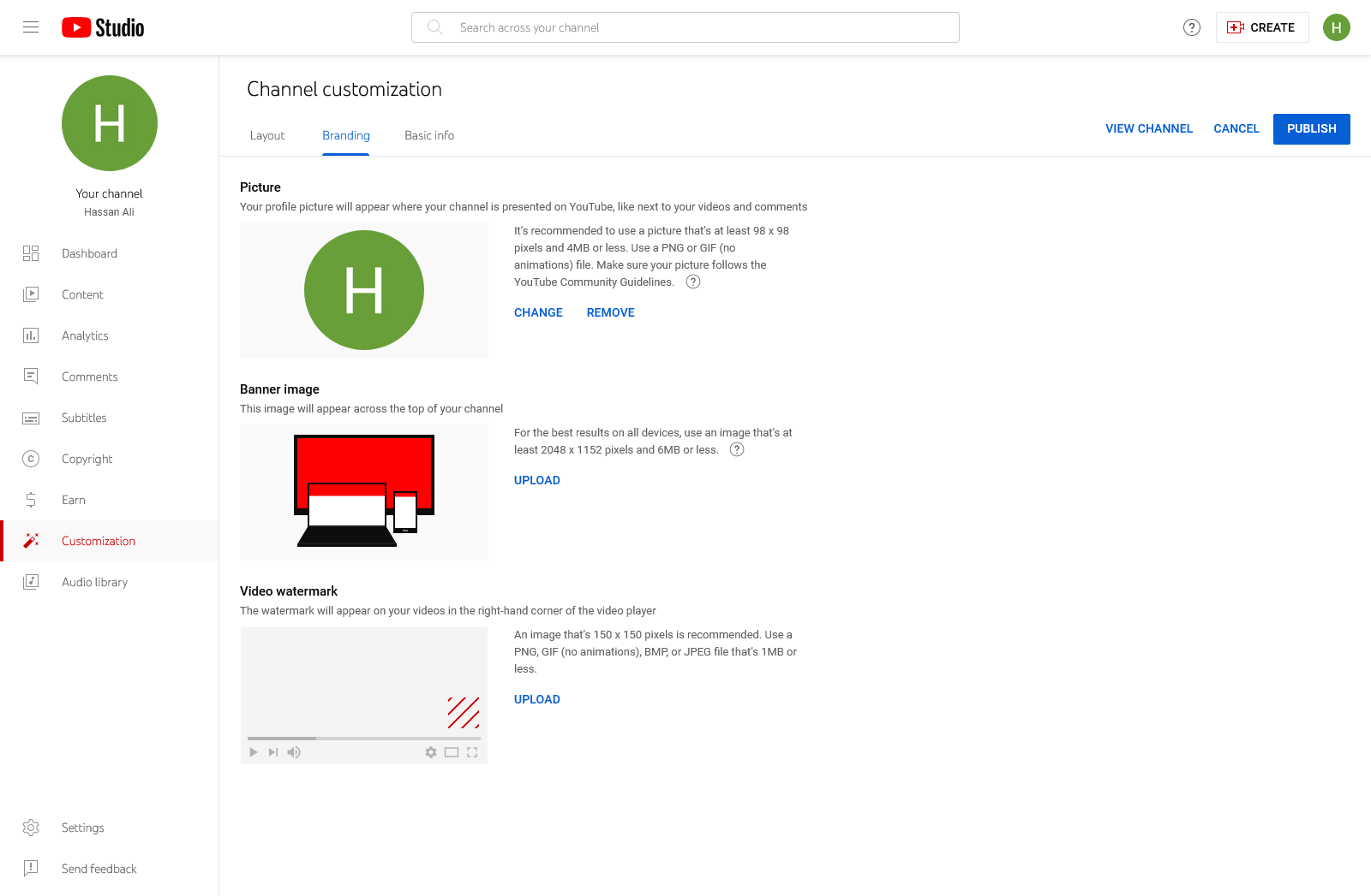 channel customization