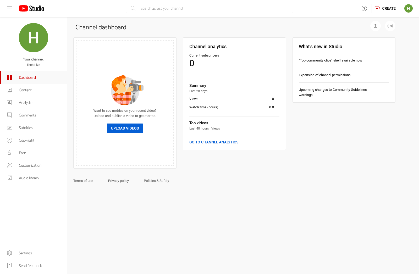 channel dashboard